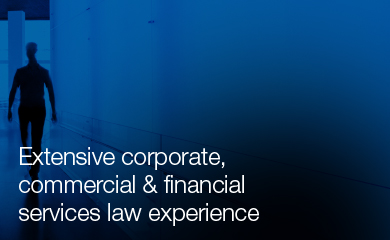 Extensive corporate and financial services law experience